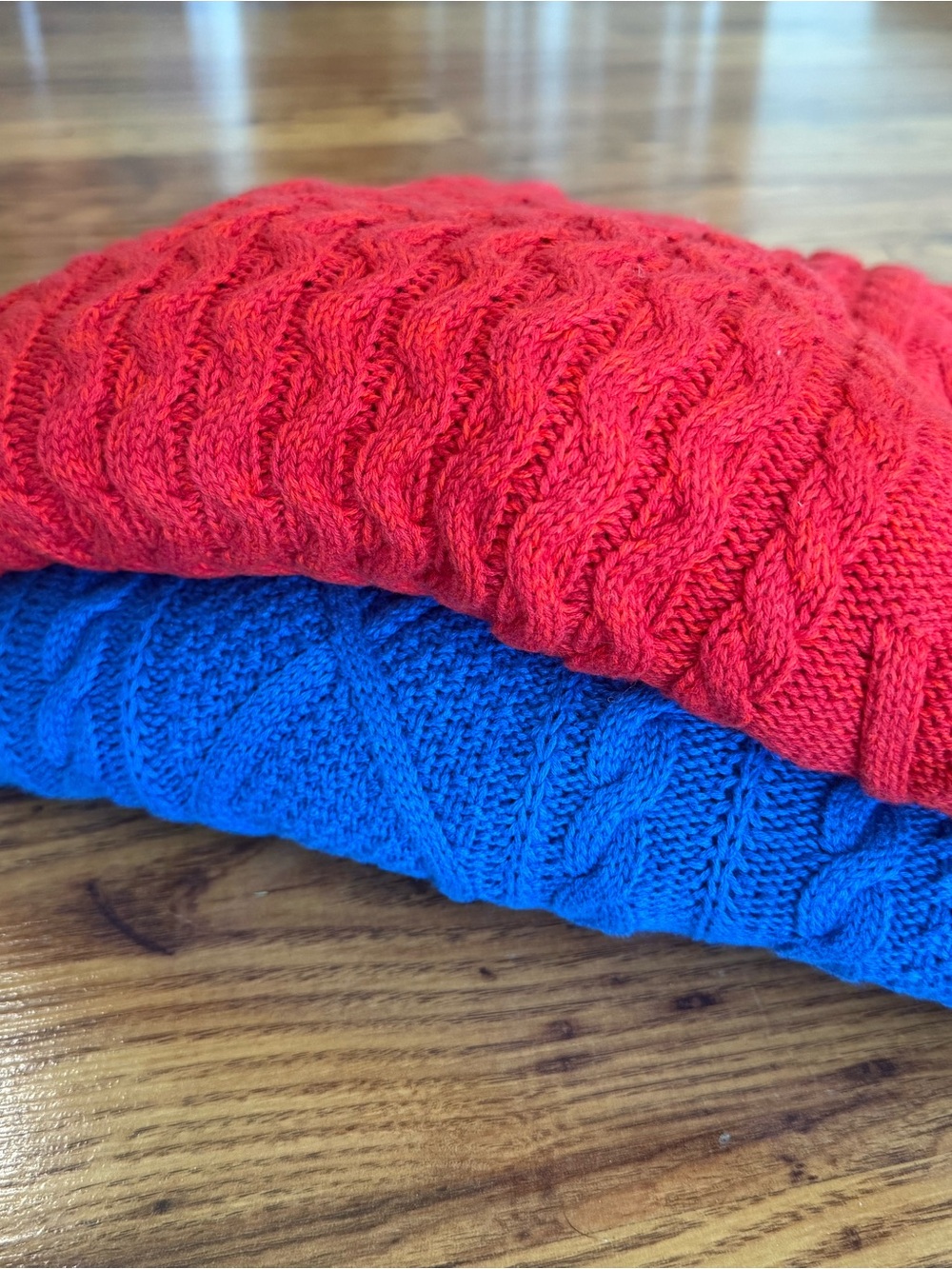 GAP 100% Cotton Cable Knit Sweaters - Red (L) & Blue (XL)